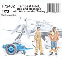 Tempest Pilot, Dog And Mechanic With Accumulator Trolley
